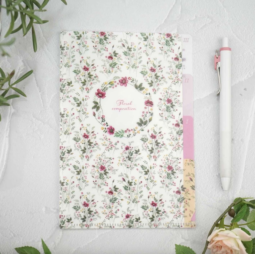Small File Foder A6 Small File Folder With 3 Pockets - Garden Flowers - Pink- 1 Pc - Etsy