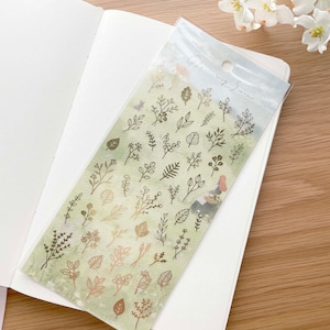 Clear Gold Foil Journal Stickers - Gleaming Scenes - Meadow - 1 sheet
