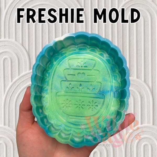 Vintage Bowl Stack Frame Freshie Silicone Mold
