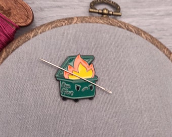 Fire dumpster needle minder, needle magnet for embroidery and cross stitch