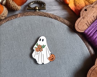 Pumpkin ghost Needle minder, needle magnet for embroidery and cross stitch