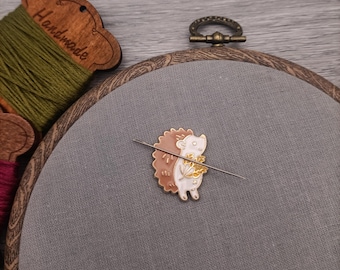 Autumn hedgehog needle minder, needle magnet for embroidery and cross stitch