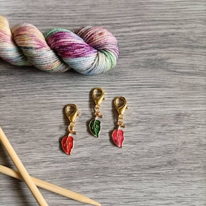 3er Set Maschenmarkierer, Herbstlaub Maschenmarkierer, Maschenmarkierer fürs Stricken, großer Ring Fortschrittsanzeiger