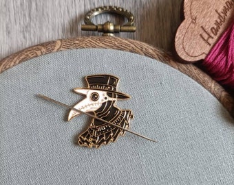 Plague doctor needle minder, needle magnet for embroidery and cross stitch