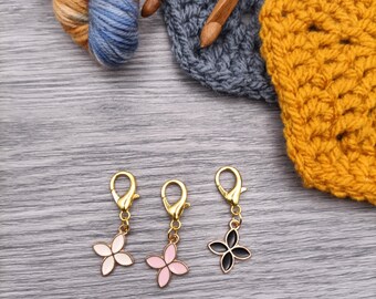 Flower Stitch Markers for Knitting and Crochet - Set of 3