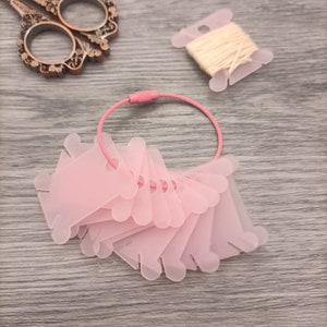 Pink Plastic Embroidery Floss Bobbins with Storage Wire - Set of 10