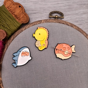 Sea animals needle minder, needle magnet for embroidery and cross stitch