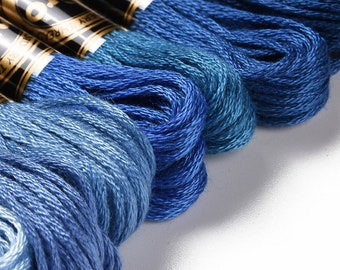 Blue  - embroidery floss - set of 12