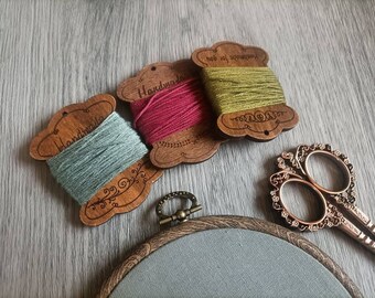 Wooden Floss Bobbins, Embroidery Thread Holder, Set of 10