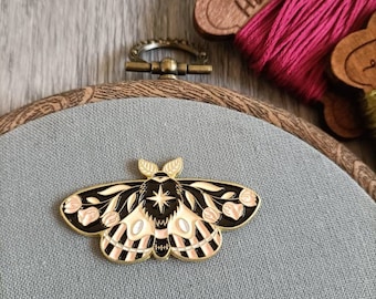 Pink moth needle minder, needle magnet for embroidery and cross stitch