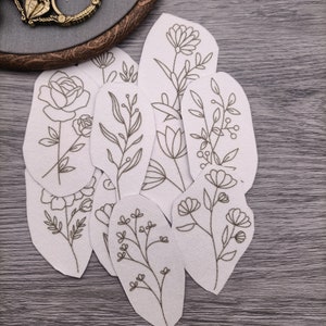 Motifs de broderie pré-imprimés à coller et à coudre, entoilage de broderie lavable.