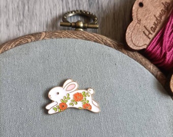 Flowers bunny needle minder, needle magnet for embroidery and cross stitch