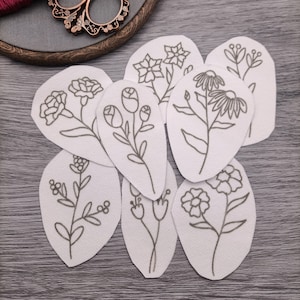 Motifs de broderie pré-imprimés à coller et à coudre, entoilage de broderie lavable.