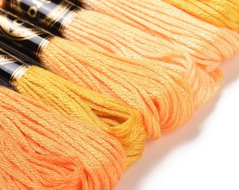 Gradient yellow colours embroidery floss - set of 12