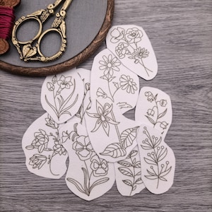Motifs de broderie pré-imprimés à coller et à coudre, entoilage de broderie lavable.