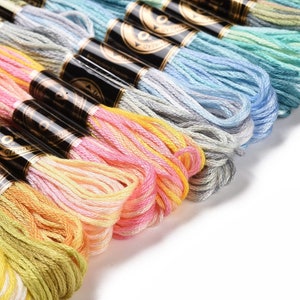 Pastel colours, Segment Dyed Gradient colours embroidery floss - set of 18
