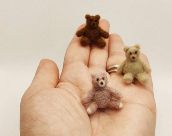 Miniature Teddy Bear/Needle Felted Bears/Micro Bears/Tiny Teddies/Dollhouse Size Teddy Bears/Book Nook Bears/Unique Gift/Handmade With Wool