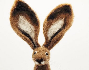 Brown Hare/Large Floppy Eared Rabbit/Needle Felted Hare Gift/Hare Collectible/Hare Present/British Wildlife/Hare Decoration/Nursery Ornament