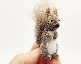 Grey Squirrel, Needle Felted, Miniature Squirrel, Squirrel Gift, Woodland Creature, Wildlife Animal, Handmade, Wool, Squirrel Collectible