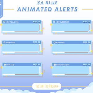 Cute twitch alert | Blue popup sub alert | Animated twitch alerts x6