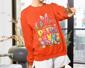 Chillin Peeps Easter bunnies Long Sleeve Tee | Pastel Easter Basket