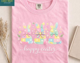 Pastel Easter Bunny Trio T-Shirt | Cute Spring Rabbits