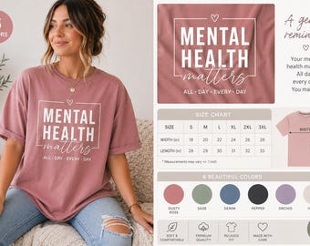 Mental Health Matters PNG SVG Minimalist Quote Design, Mental Health Awareness Shirt Print, Cricut Cut File Sublimation