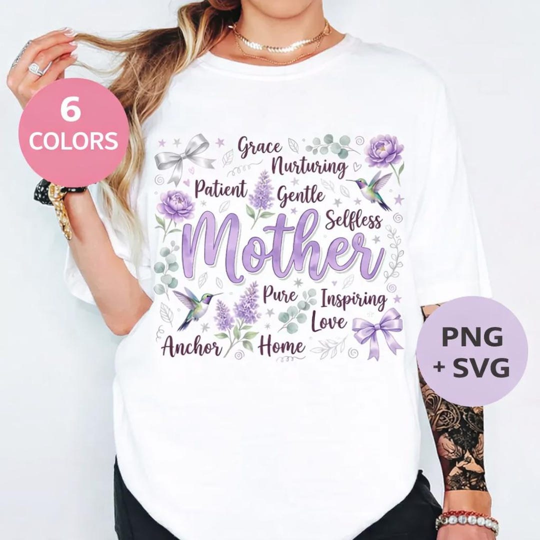 Mother Floral Png Svg Bundle, Mom Shirt Design, Mothers Day Png, Floral ...