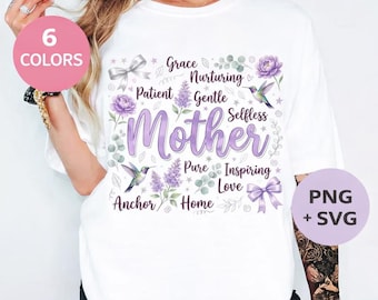 Mother Floral Png Svg Bundle, Mom Shirt Design, Mothers Day Png, Floral Mama Svg, Cricut Cut File, Sublimation Design