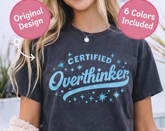 Certified Overthinker PNG Bundle, Funny Anxiety Shirt Design, Retro Typography, Sublimation PNG, SVG Bonus Digital Download