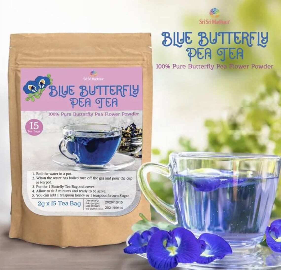 Miracle Blue Butterfly Pea Tea 100 / 15 Tea Bags For 1 Etsy