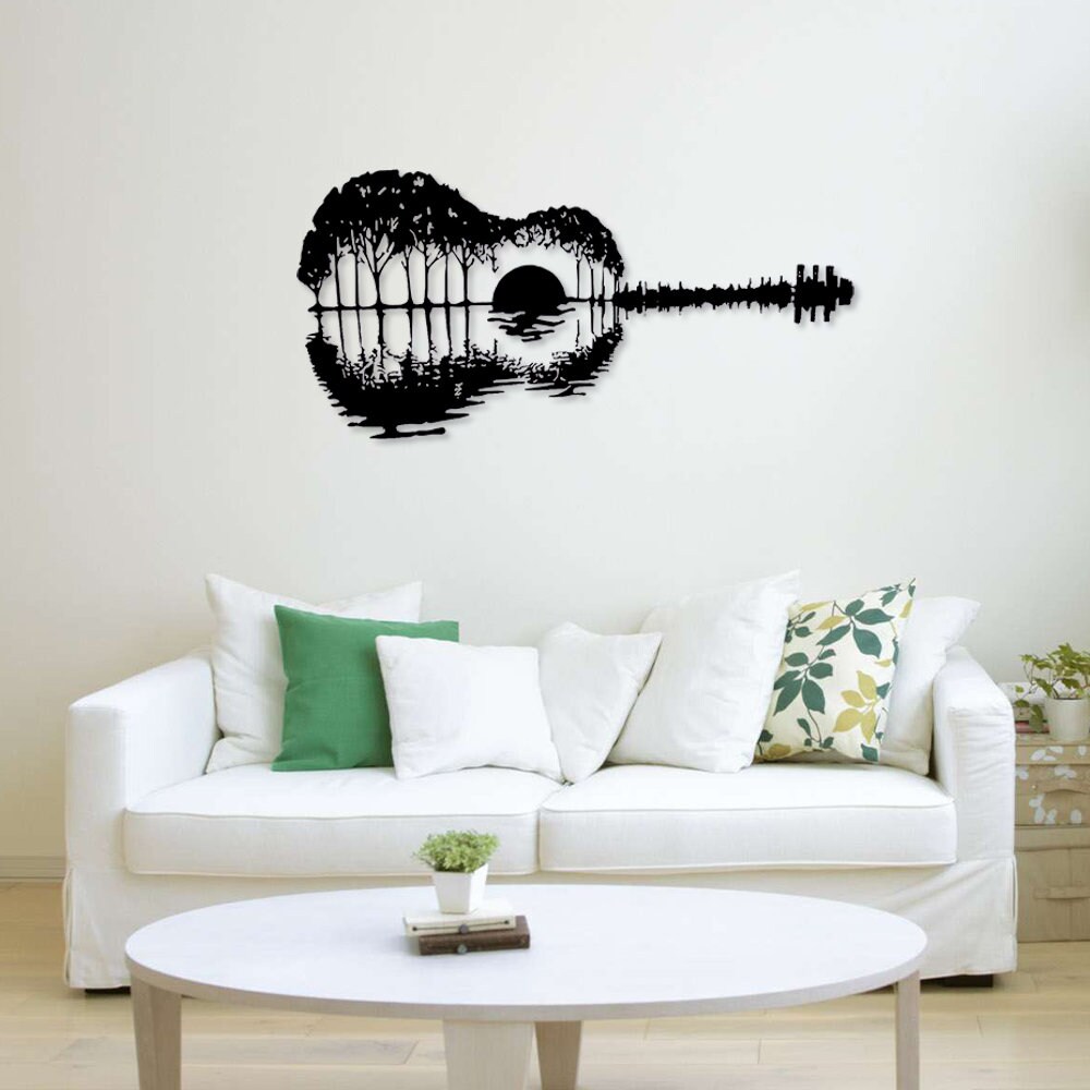 Guitar Sunset Reflect Metal Wall Art Gift for Guitar Player Etsy