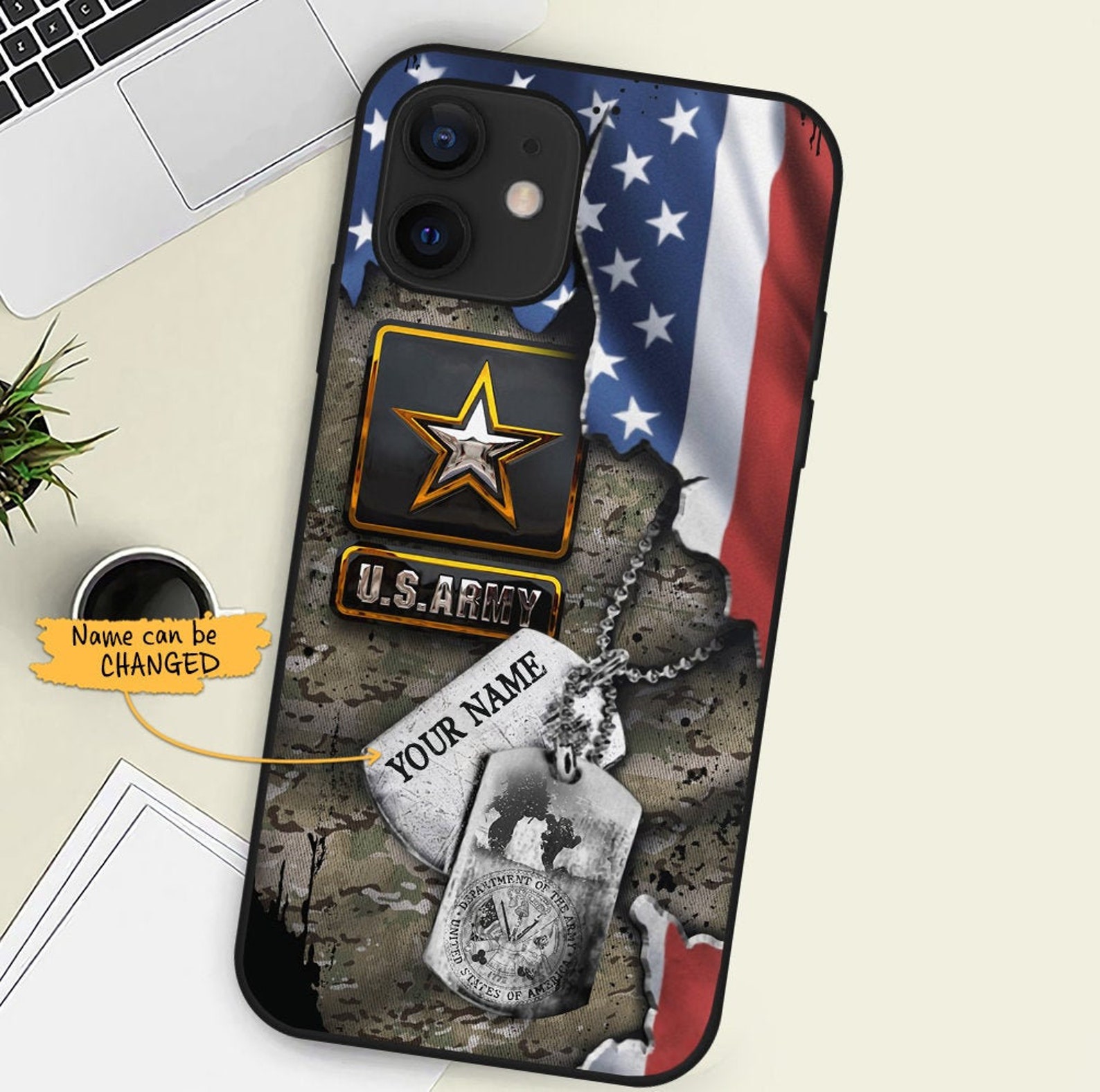 Personalized Veteran Phone Case Custom Name Branch Dog Tag Etsy