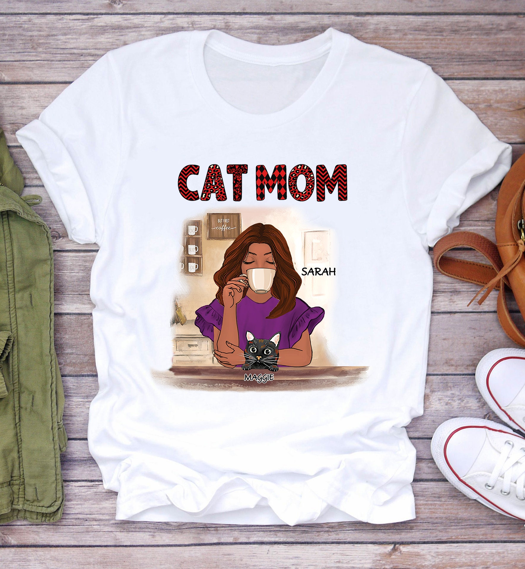 Personalized Cat Mom Shirt Custom Cat Shirt Women Cat Shirt Etsy