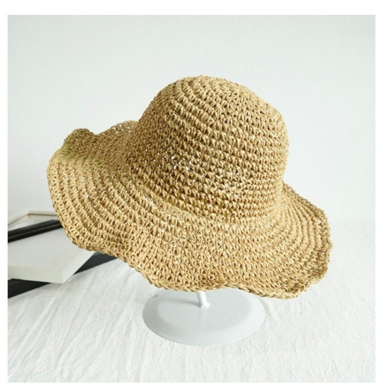 Folding Straw Hat Women's Summer Outing Sun Visor Holiday - Etsy