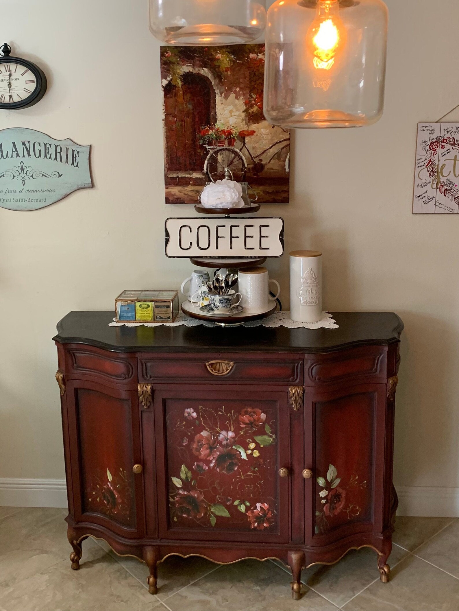 Burgundy Vine Buffet/Sideboard Etsy