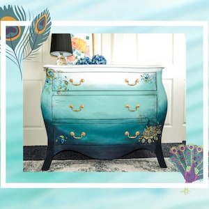 SOLD*** Peacock Ombré Bombe Dresser