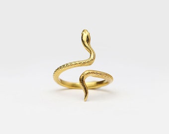 Open Ring Minimalistic Ring Dainty Diamond Ring Stackable Ring Snake Ring Snake Jewelry Serpent Ring Gold Wrap Ring Adjustable Ring