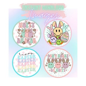 INSTANT DOWNLOAD - Easter PNG Images - Cardstock for Freshies, Car Coasters, T-Shirts & More - Spring - Vintage - Retro - Digital