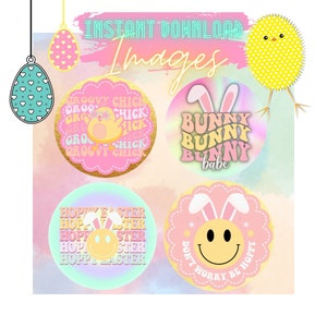 INSTANT DOWNLOAD - Easter PNG Images - Cardstock for Freshies, Car Coasters, T-Shirts & More - Spring - Vintage - Retro - Digital