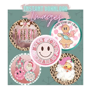 INSTANT DOWNLOAD - Christmas PNG Images - Cardstock for Freshies, Car Coasters, T-Shirts - Xmas - Santa - Glitter - Retro - Digital