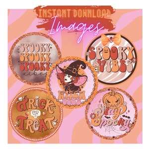 TÉLÉCHARGEMENT INSTANTANÉ - Halloween PNG Images - Papier cartonné pour Freshies, Car Coasters, T-Shirts & More - Retro - Western - Digital
