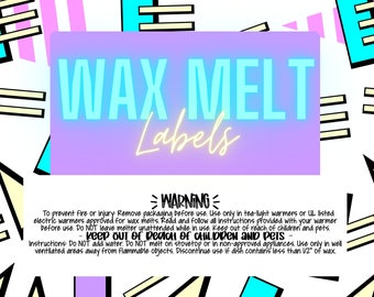 ROLL OF 325 - Wax Melt Warning Labels, Custom Warning Labels for Wax Melts, Candle Squares Labels, Custom Address Labels, Candles Labels