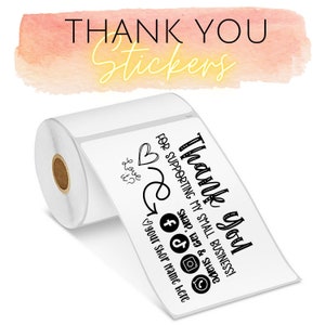 ROLL OF 250 - Personalized - Custom - Thank You for Supporting My Small Business - Stickers - Packaging Insert - Small Shop Branding - Matte