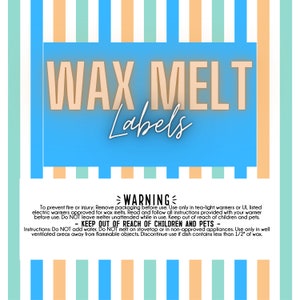 ROLL OF 325 - Wax Melt Warning Labels, Custom Warning Labels for Wax Melts, Candle Squares Labels, Custom Address Labels, Candles Labels