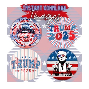 DESCARGA INSTANTÁNEA - Imágenes PNG de Trump - Cartulina para recién nacidos, posavasos para autos, camisetas y más - Trump 2025 - Patriótico - Imágenes digitales
