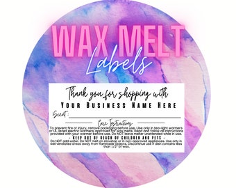 ROLL OF 250 - Large Wax Melt Warning Labels, Custom Warning Labels for Wax Melts, Candle Square Stickers, Custom Candle Labels w/ Scent