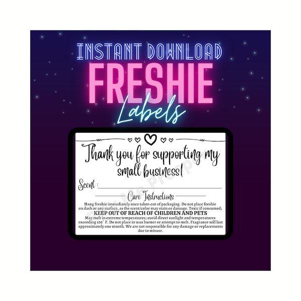 INSTANT DOWNLOAD - Freshie Warning Labels with Space to Write Scent! DIY - Freshies - Stickers