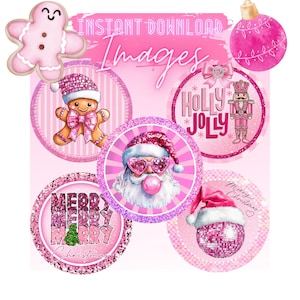 TÉLÉCHARGEMENT IMMÉDIAT - Noël PNG Images - papier cartonné pour Freshies, dessous de verre de voiture, t-shirts - Noël - père Noël - irisé - rétro - numérique