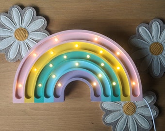 Handmade wooden rainbow night light for children, kinderlampe, nursery decor, regenbogen, baby birthday gift, room decoration, nachtlicht